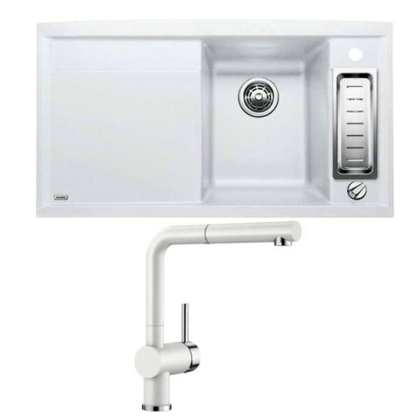 Blanco 516805 Axia II 5 S Weiß mit BLANCO 523117 LINUS-S White Edition Sonderfarbe Weiß Matt Hochdruck HD