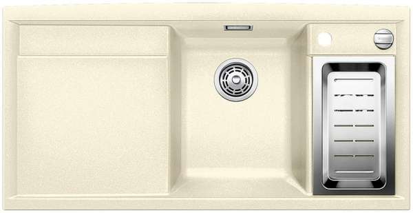BLANCO 516833 AXIA II 6 S, SILGRANIT, jasmin, mit Ablauffernbedienung, mit Zubehör, Becken links, 60 cm Untermaß