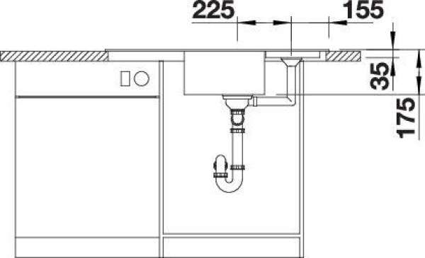 Blanco 517401 VIVA 9 E, SILGRANIT, tartufo, mit Ablauffernbedienung, Becken mittig, 600 mm Untermaß