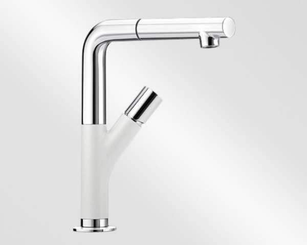 Blanco 518294 YOVIS-S, Messing SILGRANIT-Look zweifarbig, seidengrau/chrom, Hochdruck