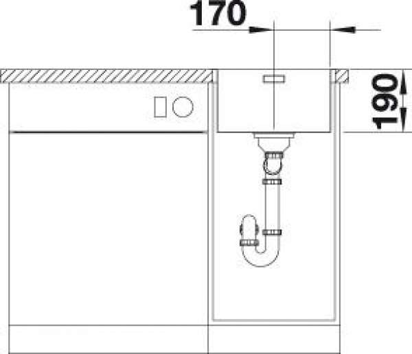 BLANCO 518308 ANDANO 340-IF, Edelstahl Seidenglanz, mit Ablauffernbedienung, 40 cm Untermaß