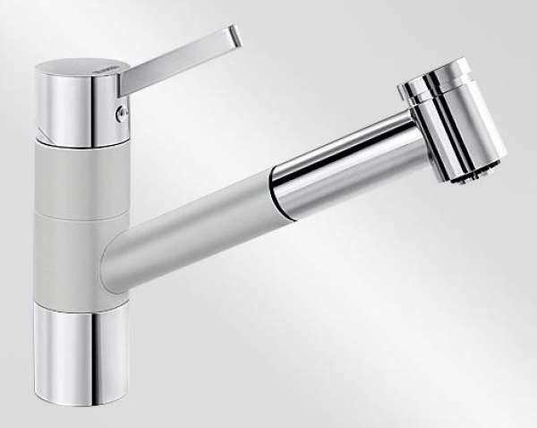 BLANCO 518427 TIVO-S, Messing SILGRANIT-Look zweifarbig, seidengrau/chrom, Niederdruck