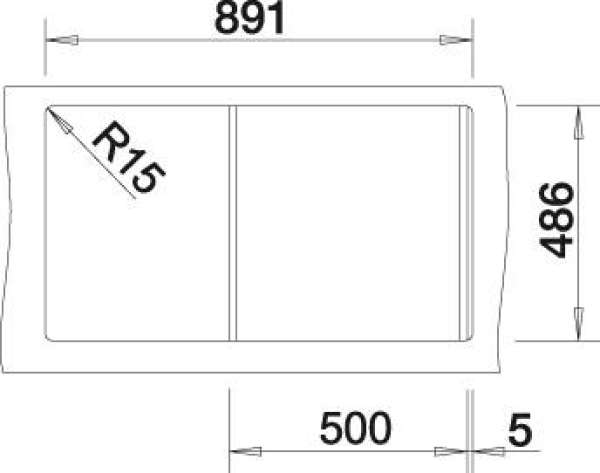 Blanco 518840  CLASSIC 5 S, SILGRANIT, felsgrau, mit Ablauffernbedienung, mit Zubehör, reversibel, 500 mm Untermaß