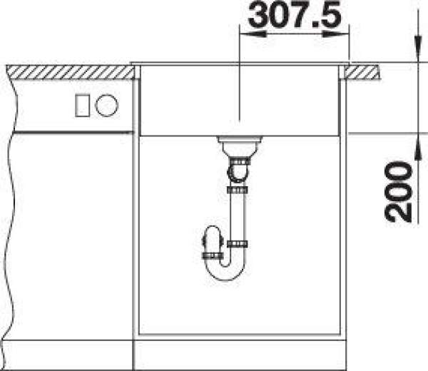 BLANCO 519638 NAYA 6, SILGRANIT, anthrazit, ohne Ablauffernbedienung, keine Beckenlage, 600 mm Untermaß