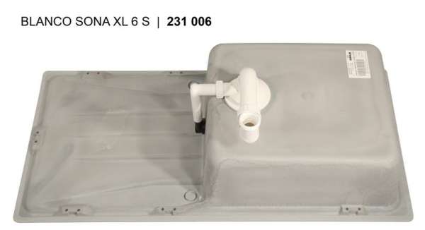 BLANCO 519695 SONA XL 6 S, SILGRANIT, perlgrau, ohne Ablauffernbedienung, reversibel, 600 mm Untermaß
