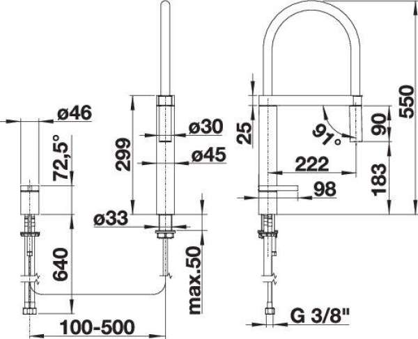 BLANCO 519782 CULINA-S Duo, Messing galvanisch, chrom, Hochdruck
