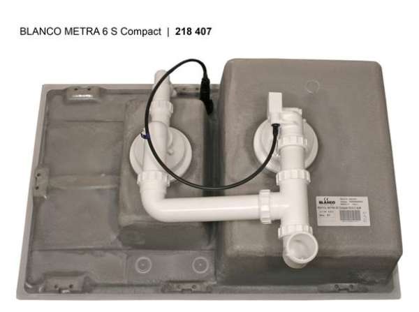 BLANCO 520576 METRA 6 S Compact, SILGRANIT, perlgrau, mit Ablauffernbedienung, reversibel, 600 mm Untermaß