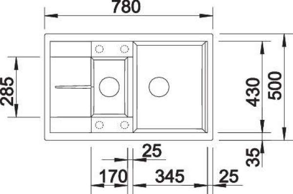 BLANCO 520576 METRA 6 S Compact, SILGRANIT, perlgrau, mit Ablauffernbedienung, reversibel, 600 mm Untermaß