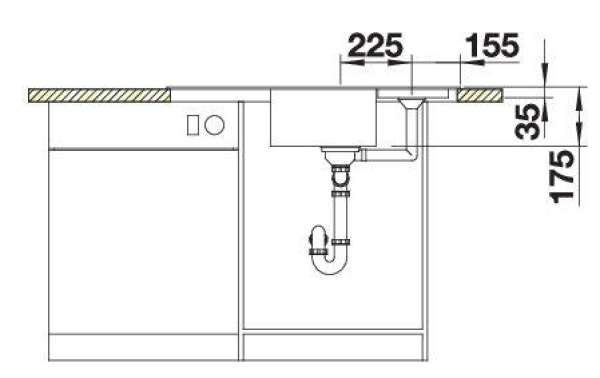 Blanco 521339 CLASSIC 9 E, SILGRANIT, alumetallic, ohne Ablauffernbedienung, ohne Zubehör, Becken mittig, 600 mm Untermaß