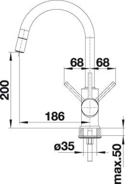 BLANCO 521454 MIDA-S, Messing galvanisch, chrom, Hochdruck