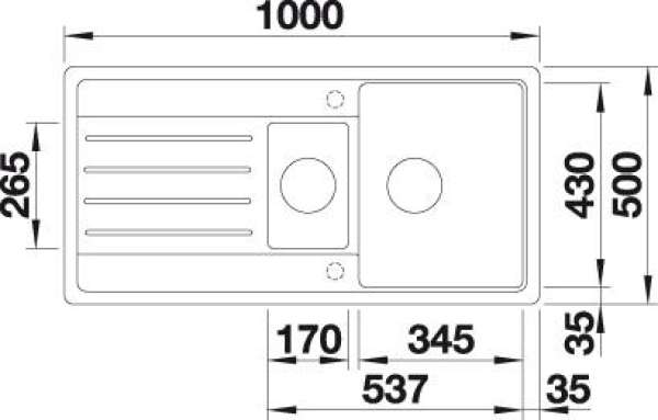 BLANCO 522209 LEGRA 6 S, SILGRANIT, weiß, ohne Ablauffernbedienung, reversibel, 600 mm Untermaß