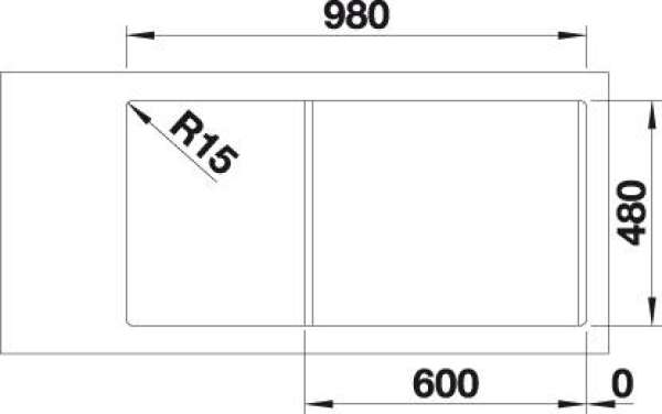 BLANCO 522209 LEGRA 6 S, SILGRANIT, weiß, ohne Ablauffernbedienung, reversibel, 600 mm Untermaß