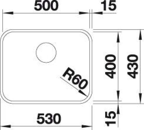 BLANCO 522238 S-STYLE 500-U, Edelstahl Bürstfinish, ohne Ablauffernbedienung, ohne Zubehör, 60 cm Untermaß