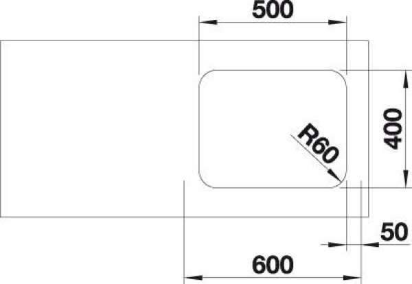 BLANCO 522238 S-STYLE 500-U, Edelstahl Bürstfinish, ohne Ablauffernbedienung, ohne Zubehör, 60 cm Untermaß