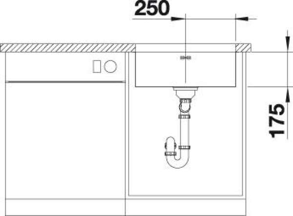 BLANCO 522238 S-STYLE 500-U, Edelstahl Bürstfinish, ohne Ablauffernbedienung, ohne Zubehör, 60 cm Untermaß