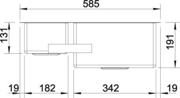 BLANCO 522247 C-STYLE 340/180-IF, Edelstahl Bürstfinish, ohne Ablauffernbedienung, ohne Zubehör, Hauptbecken rechts, 60 cm Untermaß