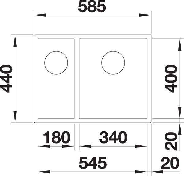 BLANCO 522255 Z-STYLE Einbauspüle 340/180-U Unterbau, Edelstahl Bürstfinish