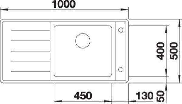 Blanco 522999 ANDANO XL 6 S-IF, Edelstahl Seidenglanz, mit Ablauffernbedienung, mit Zubehör, Becken rechts, 600 mm Untermaß
