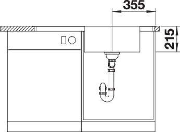 Blanco 522999 ANDANO XL 6 S-IF, Edelstahl Seidenglanz, mit Ablauffernbedienung, mit Zubehör, Becken rechts, 600 mm Untermaß