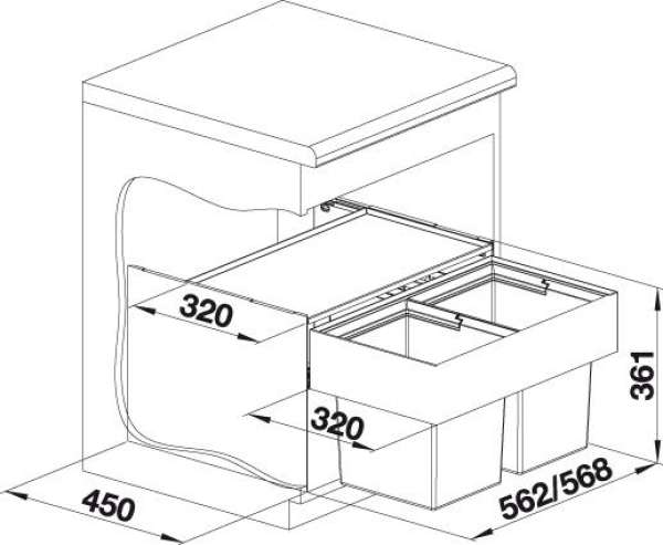 BLANCO 523020 SELECT Compact Kunststoff  Stahlblech  600 mm Untermaß