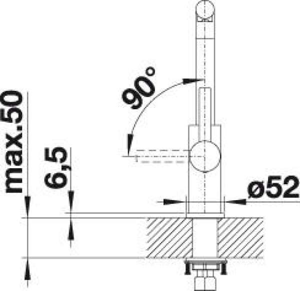 BLANCO 523122 LANORA, Edelstahl massiv, Edelstahl gebürstet, Hochdruck