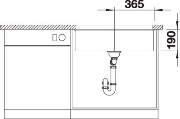 Blanco 523442 SUBLINE 700-U, SILGRANIT, anthrazit, ohne Ablauffernbedienung, keine Beckenlage, 800 mm Untermaß