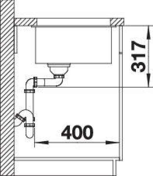 BLANCO 525167 ETAGON 700-U, SILGRANIT, anthrazit, ohne Ablauffernbedienung, mit Zubehör, keine Beckenlage, 800 mm Untermaß