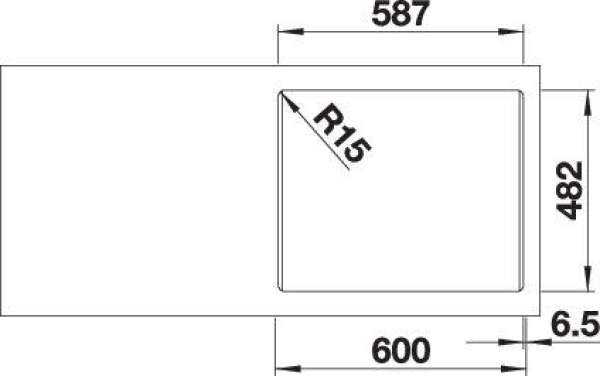 BLANCO 525323 DANA 6, Edelstahl Naturfinish, ohne Ablauffernbedienung, keine Beckenlage, 600 mm Untermaß