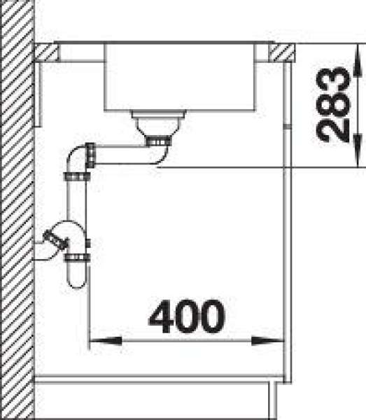 BLANCO 525323 DANA 6, Edelstahl Naturfinish, ohne Ablauffernbedienung, keine Beckenlage, 600 mm Untermaß