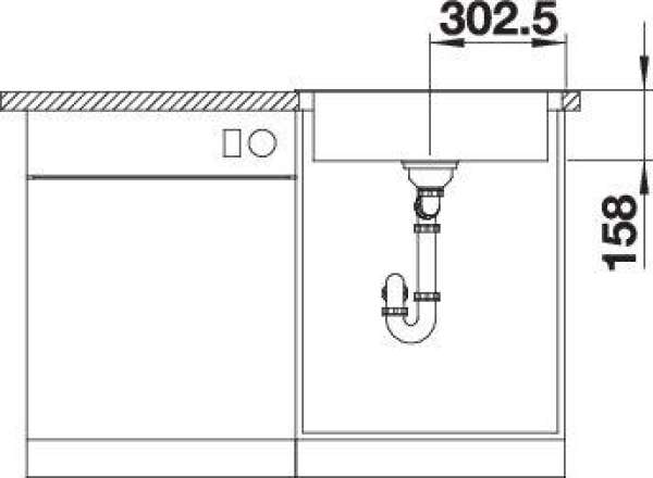 BLANCO 525323 DANA 6, Edelstahl Naturfinish, ohne Ablauffernbedienung, keine Beckenlage, 600 mm Untermaß