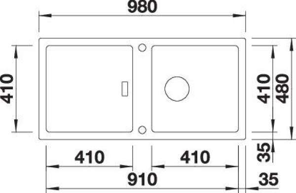 BLANCO 525348 ADON XL 6 S, SILGRANIT, felsgrau, mit Ablauffernbedienung, ohne Zubehör, reversibel, 600 mm Untermaß