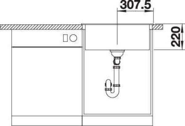 BLANCO 525954 PLEON 6, SILGRANIT, schwarz, mit Ablauffernbedienung, keine Beckenlage, 600 mm Untermaß