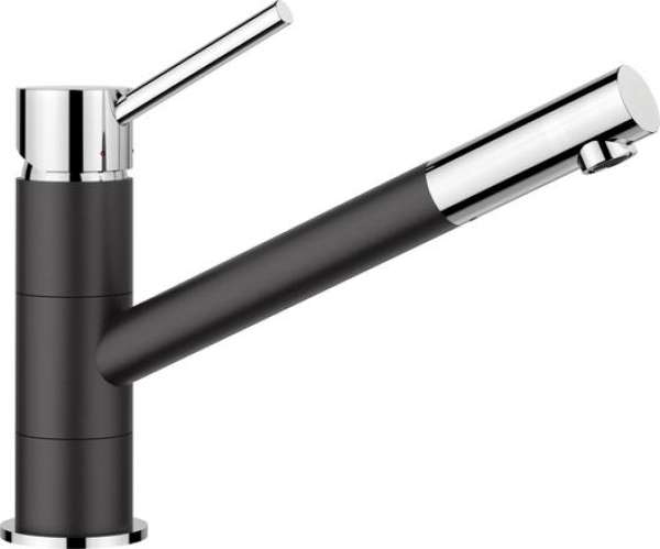BLANCO 526175 KANO, Messing SILGRANIT-Look zweifarbig, Silgranit Schwarz/Chrom, Hochdruck