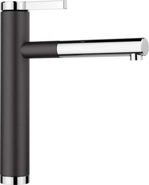 BLANCO 526612 LINEE-S, Messing SILGRANIT-Look zweifarbig, silgranitschwarz/chrom, Hochdruck