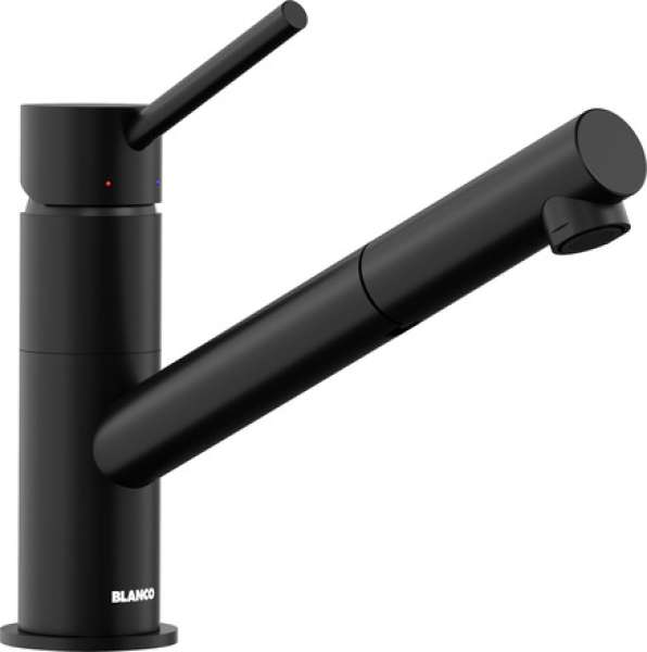 BLANCO 526668 KANO-S, Messing Sonderfarbe, schwarz matt, Hochdruck