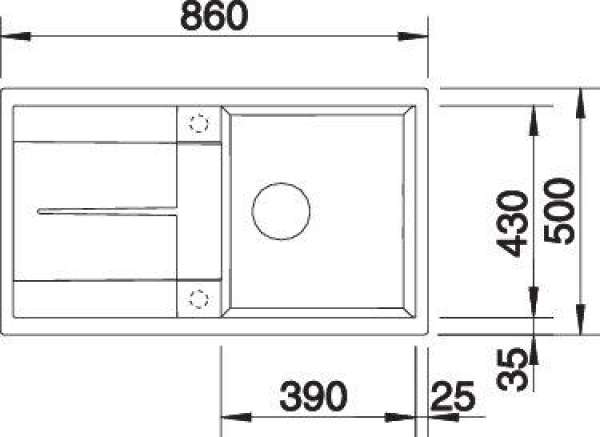 BLANCO 527292 METRA 5 S, SILGRANIT, vulkangrau, mit Ablauffernbedienung, reversibel, 500 mm Untermaß