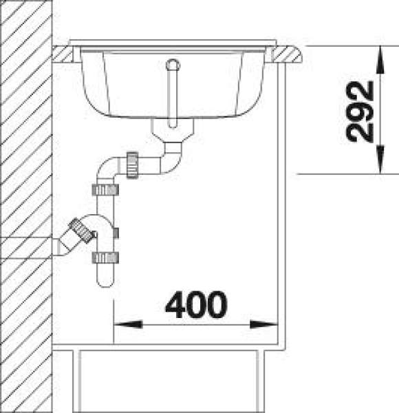 BLANCO 514495 IDESSA 45 S Keramik Alugrau ohne Ablauffernbedienung Becken links 45 cm Untermaß
