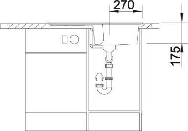 BLANCO 514495 IDESSA 45 S Keramik Alugrau ohne Ablauffernbedienung Becken links 45 cm Untermaß