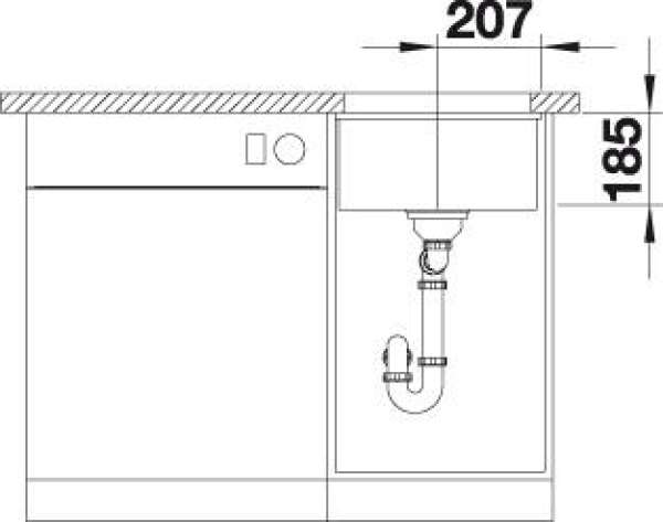 BLANCO 523730 SUBLINE 375-U Keramik alugrau ohne Ablauffernbedienung 45 cm Untermaß
