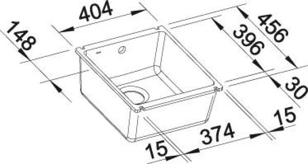 BLANCO 523730 SUBLINE 375-U Keramik alugrau ohne Ablauffernbedienung 45 cm Untermaß