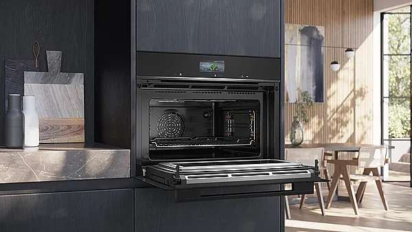 Siemens CM776G1B1 iQ700, Einbau-Kompaktbackofen mit Mikrowellenfunktion, 60 x 45 cm, schwarz