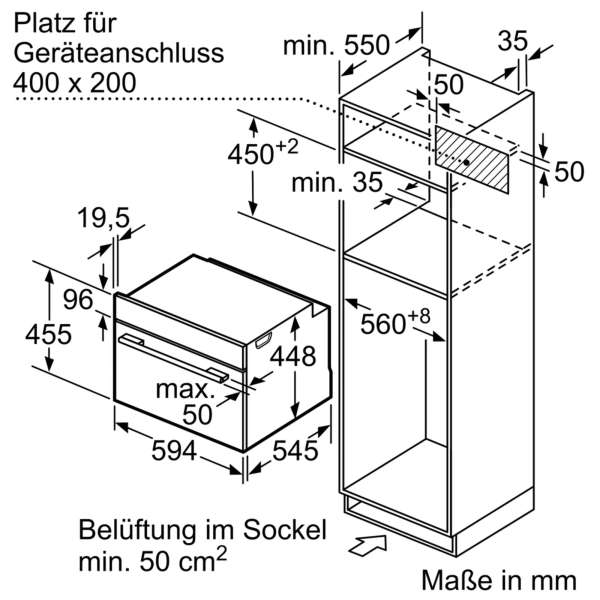 BOSCH CPA465GB0 Serie 6 Einbau-Mikrowelle mit Dampfgarfunktion 60 x 45 cm Schwarz