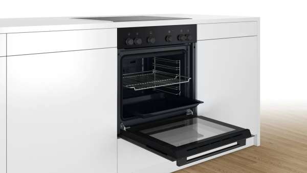 BOSCH HNDBB110 Serie 2 Einbau-Herd-Set (HEF010BA1 + NKE611GA2E), Einbau-Herd, Elektro-Kochfeld , 60 x 60 cm, Schwarz