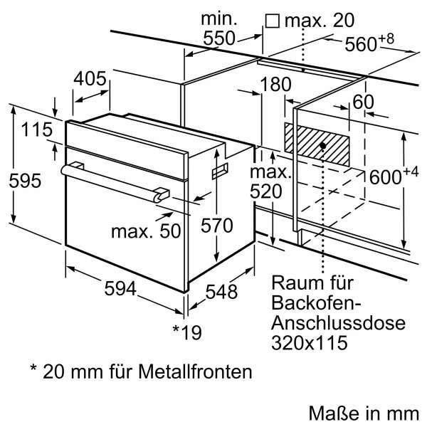 BOSCH HNDBB110 Serie 2 Einbau-Herd-Set (HEF010BA1 + NKE611GA2E), Einbau-Herd, Elektro-Kochfeld , 60 x 60 cm, Schwarz