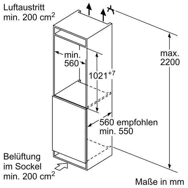 NEFF KI2326DD1 N 70 Einbau-Kühlschrank mit Gefrierfach 102.5 x 56 cm Flachscharnier mit Softeinzug