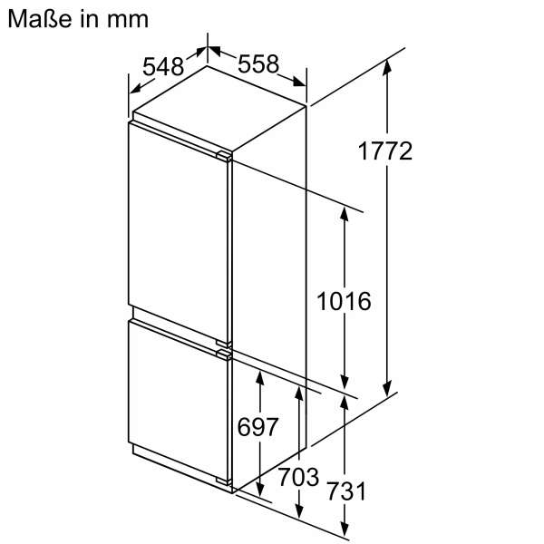 NEFF KI7866DD0 N 70 Einbau Kühl-Gefrierkombination mit Gefrierfach unten 177.2 x 55.8 cm Flachscharnier mit Softeinzug