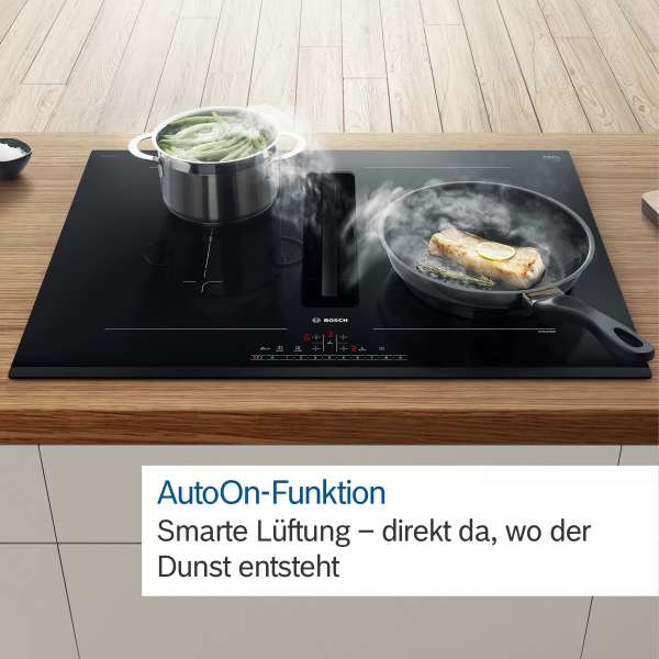 BOSCH PVQ895F25E Serie 6 Kochfeld mit Dunstabzug (Induktion) 80 cm Mit Rahmen aufliegend