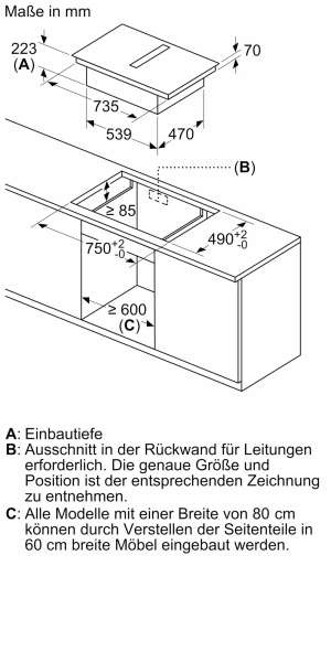 Neff T48CB1GA6 Set Induktionskochfeld-Dunstabzug-Kombination ( T48CB1AX2 + Z861SB4 )