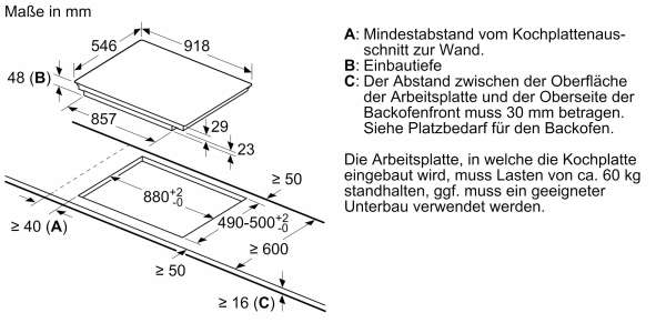 NEFF T59TS61N0 N 90 Induktionskochfeld 90 cm Schwarz, Mit Rahmen aufliegend
