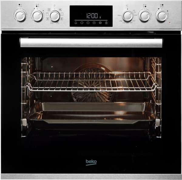 Beko BBUM12328X Einbauherdset Glaskeramik-Kochfeld 8 Heizarten SteamShine-Reinigungsfunktion Edelstahl